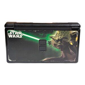 Nintendo DS Lite Onyx Black Console Star Wars Yoda Skin NO CHARGER Working